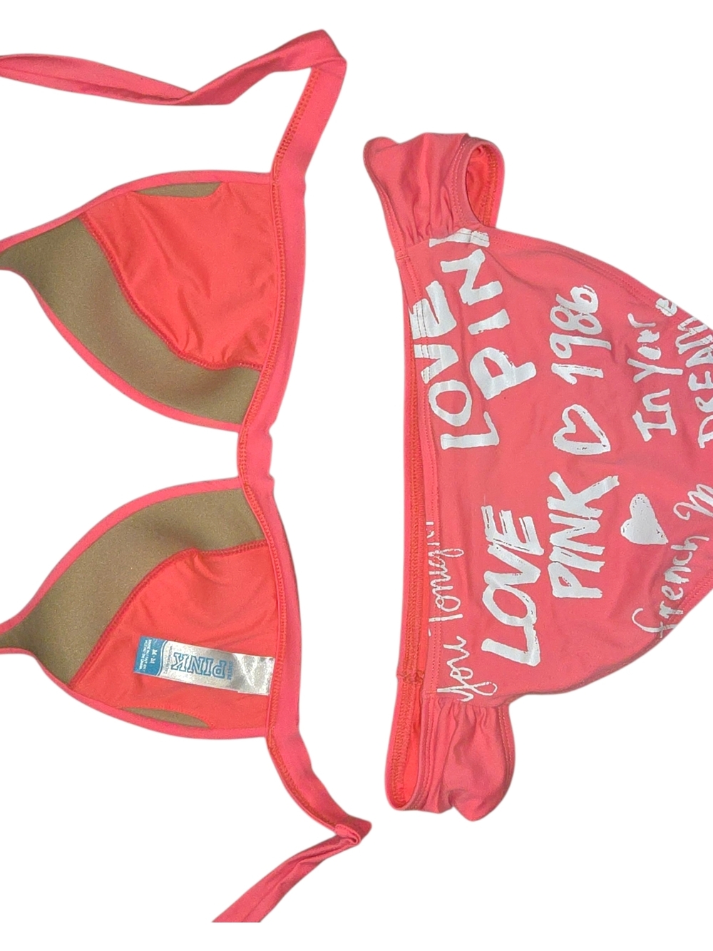 PINK Coral Bikini Set with Script Print